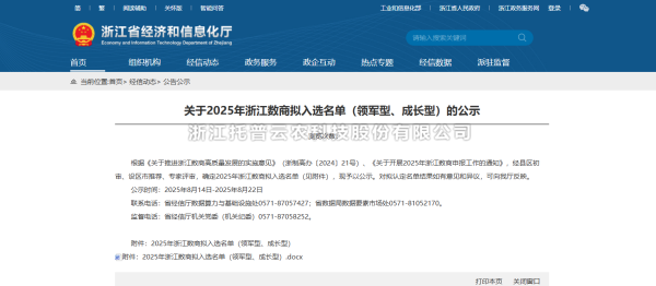 喜讯！手机看片福利永久入选2025年“领军型”浙江数商名单